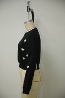 Pull en tricot à motif cœur pour femme, col ras du cou, manches longues, décontracté, mignon, coupe courte