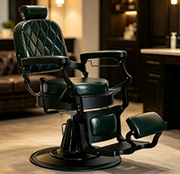 Fauteuil de barbier au style rétro haut de gamme, repose-pieds réglable, fauteuil de barbier rotatif pour salon de coiffure masculin