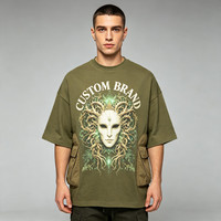 T-shirt vert personnalisé pour homme, manches courtes, col rond, imprimé, coupe classique, streetwear décontracté, 100% coton tricoté