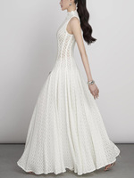Robe Longue Tricotée Lavable Élégante et Amincissante, Modèle Vintage en Dentelle, Coupe Trapèze Taille Haute Sans Manches, Nouvelle Collection Été 2026