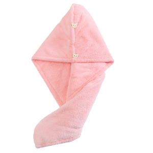 Turban de séchage capillaire en microfibre de velours corail haute densité, double couche épaissie, ultra absorbant, avec bordure de bain - Product Image 2