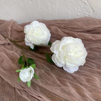 KW-F050 3 Tangkai Bunga Peony Buatan Warna Oranye untuk Dekorasi Pernikahan