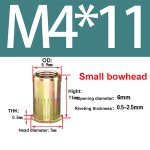 Tùy chỉnh M3 M4 M5 M8 M10 M12 kim loại thép carbon màu kẽm có khía nhỏ Đầu chìm hạt dọc hạt đinh tán - Product Image 3
