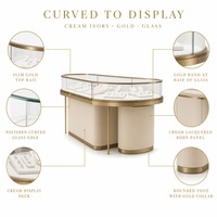 Vitrine d'îlot pour bijoux en métal et bois sur mesure, avec éclairage LED et verre transparent, pour magasin de détail