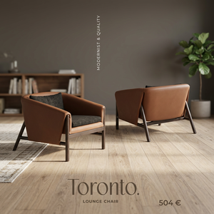 Fauteuil de salon moderne en cuir PU écologique avec accoudoirs rembourrés, pieds en bois et dossier rembourré pour salon, chambre et hôtel - Product Image 3