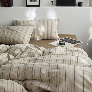 2025 nouveau quatre pièces fou amour rayure contrôle coton literie haut niveau Simple automne housse de couette plante luxe plante drap de lit - Product Image 2