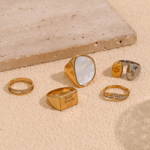 Demandez le catalogue U prêt à être expédié - <span class=keywords><strong>Bague</strong></span> <span class=keywords><strong>Uno</strong></span> <span class=keywords><strong>De</strong></span> <span class=keywords><strong>50</strong></span> - Bijoux <span class=keywords><strong>de</strong></span> mode - Joyeria - Qualité supérieure - <span class=keywords><strong>Bague</strong></span> géométrique irrégulière en or 316L 18K - Product Image 3