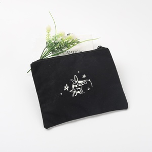 Recyclable Custom Logo Cotton Canvas Zipper Portable Lipstick Cosmetic Bags Canvas Makeup Cosmetic Pouch - Product Image 5