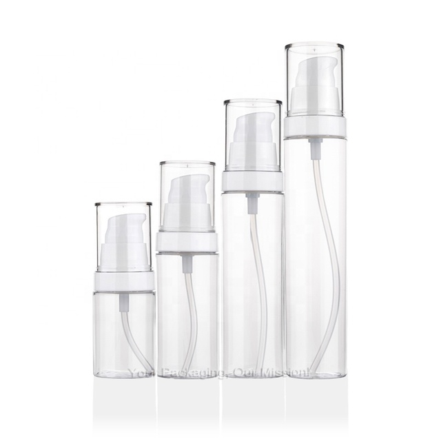 Free Samples 30ml 100ml Clear Plastic PETG Bottle for Skin Care Hair Serum Face Cream Lotion White Pump Packaging for Skincare