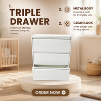 Classeur vertical moderne à 3 tiroirs, large rangement en métal et acier pour bureau, chambre à coucher, école, salle de sport, utilisation directe en usine