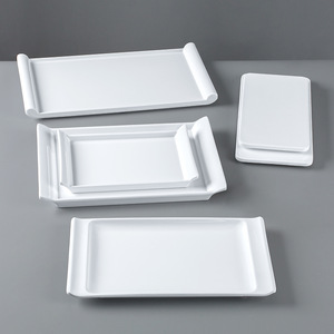 <b>Melamine</b> imitation porcelain rectangular sushi <b>plate</b>, hotel restaurant commercial creative dessert white long strip <b>plate</b>, side - Product Image 2