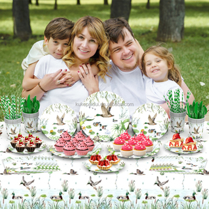 Assiettes en papier de haute qualité, écologiques et très vendues, pour fêtes d'anniversaire d'enfants sur le thème du <span class=keywords><strong>canard</strong></span> <span class=keywords><strong>vert</strong></span> - Product Image 2