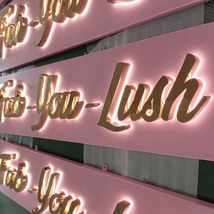 Custom Business Sign 3D De Acero Inoxidable Logo Oro 3D <span class=keywords><strong>LED</strong></span> <span class=keywords><strong>Signo</strong></span> De Gama Alta Escaparate Logo Decorativo Letras Retroiluminadas - Product Image 4