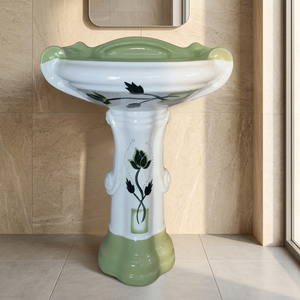 Sterling Coloured Ceramic Pedestal Basin with Rear Drain for Floor Standing Bathrooms - Product Image 3