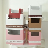 Boîte simple et écologique à deux poignées pour arrangements floraux et végétaux, emballage pour fleuristes, faible MOQ 10