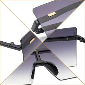 แว่นกันแดดทรงสี่เหลี่ยมขนาดใหญ่แบบไร้กรอบสำหรับผู้หญิง กรอบสีทอง เลนส์ PC ป้องกันรังสียูวี 400 แฟชั่นสไตล์อินสตาแกรม รุ่น 6932 - Product Image 1
