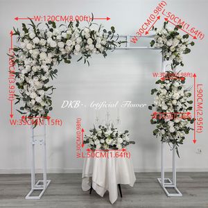 Arche florale carrée en roses blanches artificielles pour mariage, décoration de scène et événements - Product Image 6