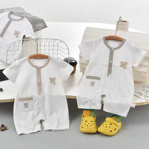 Combinaison à manches courtes pour bébé, combinaison pour nouveau-né, combinaison triangulaire en coton pour garçon, douce pour la peau - Product Image 3