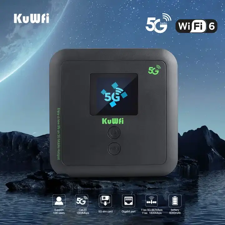 جيب KuWFi 5g wifi ثنائي النطاق Gbps mAh بطارية هوت سبوت المحمول wifi 5g جهاز توجيه للسفر