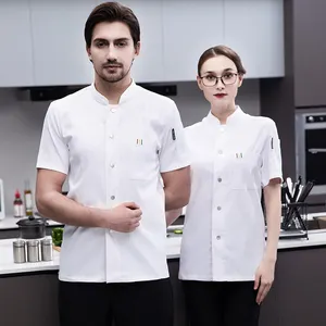 Wholesale High Quality Breathable Fabric Waiter Hotel Cafe Bar Food Service Short Sleeves Chef Uniform Cooking Wear