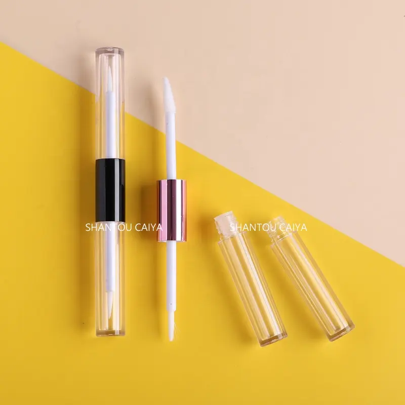 Packaging cosmetico unico 1ml 3.5ml PETG di Alluminio nero rosa due doppio end double sided lip gloss mascara tubi eyeliner tubo