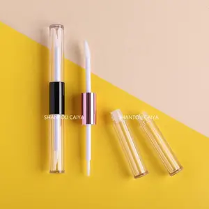 Embalagem de cosméticos originais de 1ml, embalagem de alumínio de 3.5ml petg, preto e rosa, duas pontas duplas, tubos de brilho labial, tubo delineador