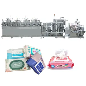 Línea de producción de papel y pañuelos húmedos, toallitas húmedas de automatización completa, 80-120 paquetes