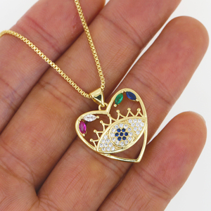 Pendentif Sentinel Evil Eyes en or avec chaîne en forme de boîte, pierre verte et cristal baguette pour femme, collier cadeau - Product Image 2