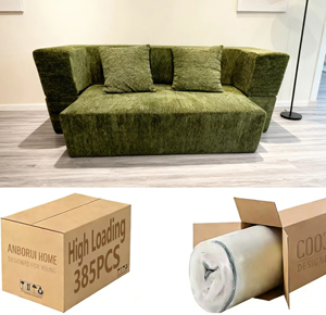 Canapé-<span class=keywords><strong>lit</strong></span> double rectangulaire pliable compressé, moderne, convertible, <span class=keywords><strong>en</strong></span> mousse écologique, pour hôtel et salon, emballé sous vide - Product Image 2
