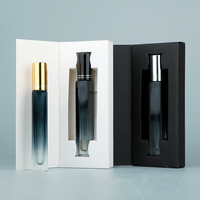 SUMEEAR Vaporisateur de parfum en verre épais carré bleu dégradé de 10 ml, atomiseur, impression d'écran, logo personnalisé, bouchon pulvérisateur, emballé