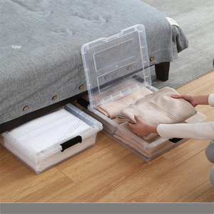 Caja de Almacenamiento Transparente CL194 para Debajo de la Cama con Ruedas, Caja de Plástico Plana Extra Grande para Edredones y Ropa de Cama - Product Image 3