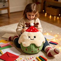 Coussin en peluche de Noël en forme de cupcake, brodé avec un visage qui cligne, coussin décoratif doux pour la maison, le canapé, ou comme cadeau de fêtes