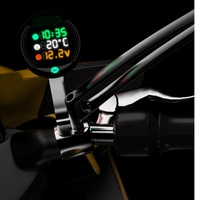 Jam Tangan Elektronik Multifungsi LED Digital Voltmeter Jam Meter Termometer Tampilan Tiga Dalam Satu Meter Sepeda Motor