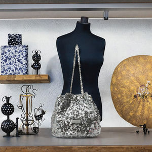 2025 Summer New Fashionable Women's <b>Sequin</b> Shoulder <b>Bag</b> PU Leather Polyester Personalized Chain Waterproof Feature Popular - Product Image 3