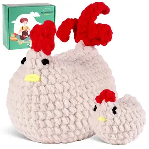 2024 Agulha Criações Animal Frango DIY Iniciantes Completo Needlework Crochet Starter Kit Para Iniciantes