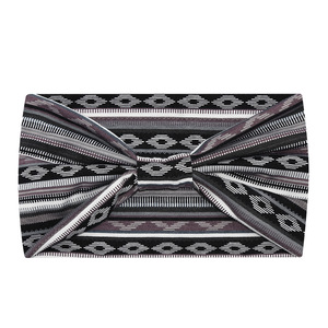 Diadema elástica de algodón bohemio ancha con nudos, a rayas, antideslizante, para deportes y entrenamiento, venta al por mayor de fábrica - Product Image 2