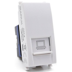 RJ45 CAT6 Network Connector <b>White</b> Compatible With Vimar Ark Ethernet <b>Port</b> - Product Image 1