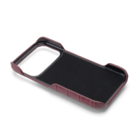 Casing Kulit Motif Kulit Buaya Burgundy Vintage dengan Loop Sabuk dan Pelindung Anti Benturan untuk Ip 15 Pro Max