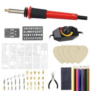 37 adet Pyrography kalem Tool Kit seti İpuçları ayarlanabilir sıcaklık Pyrographying ve lehimleme aracı DIY el sanatları ahşap yanan kiti