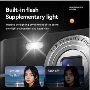 Caméra compacte 50MP 4K Ultra HD avec zoom numérique 16X, mini caméscope de poche pour étudiants, débutants et voyages - Product Image 3