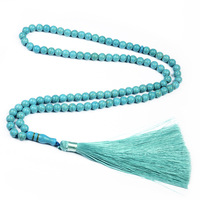 Tasbih Muslim Manik-manik Doa 8mm 99pcs Batu Turquoise Biru Alami Gelang Manik-manik Geometris Perhiasan Religius Islam Unisex