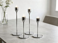 Porte-bougie conique en métal argenté |   Ensemble individuel ou personnalisé |   Plusieurs hauteurs |   Décoration de mariage et de la maison