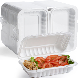 9x6-1 Compartment 205 PPMF Mineral Filled PP ECO Friendly Microwavable Rectangle Foam Replacement Hinged Lid Container Meal Box