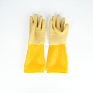 Sarung Tangan Lateks Telapak Putih Manset Kuning - Anti Selip Berkerut, Tahan Asam/Alkali untuk Industri Kimia dan Memancing - Product Image 6