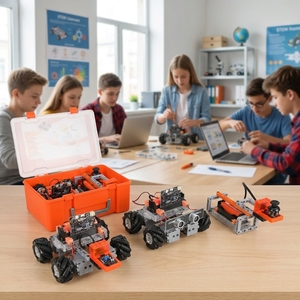 Kit de robot à châssis Mecanum 4WD pour Microbit/mPython, évitement d'obstacles, alimenté par batterie 18650, éducation intelligente STEM pour enfants - Product Image 1