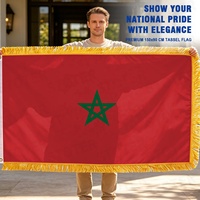 Drapeau du Maroc personnalisé rapide 3x5FT avec bordure à franges dorées, résistant aux UV, couleurs vives, bannière marocaine avec œillets en laiton