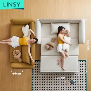 Linsy ห้องนั่งเล่นแคชเมียร์สีขาว Futon ดึงออกโซฟาเตียงแปลงสภาพ G012