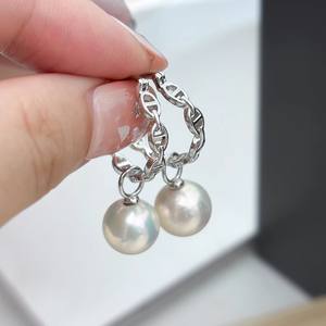 22345DIY Accesorios de Perlas, Plata S925, Base para Pendientes, Joyería de Plata de Moda, Hebilla para Oreja con Cuentas de 9-15mm, Pendientes Colgantes - Product Image 1