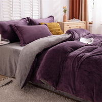Housse de couette chaude en velours, ensemble de draps de lit en molleton de flanelle Micro pour l'hiver