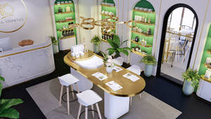 Retron Custom LED Cosmetic & Perfume Boutique Display Shelf Wooden Skincare Island Counter with Eco-Friendly Design - Product Image 3